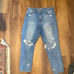 ripped denim mom jeans